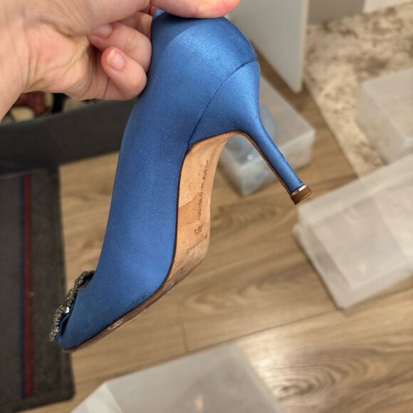 Manolo Blahnik Pump Blue Crystal Heel Shoes - Picture 6 of 7